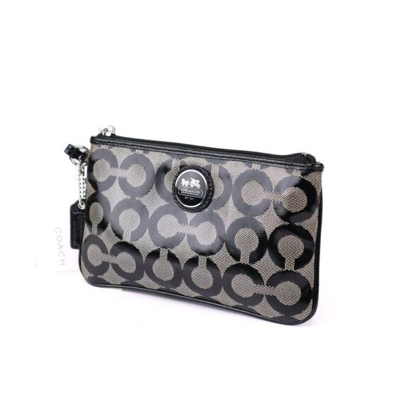 NWT Coach Coated Signature Wristlet in Black White - Picture 5 of 9